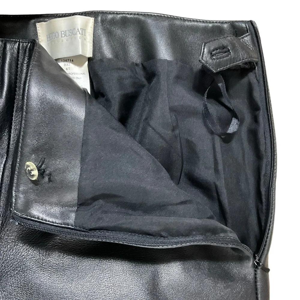 Hugo Buscati Collection Vintage Lined Black 100% leather Pants size 6T